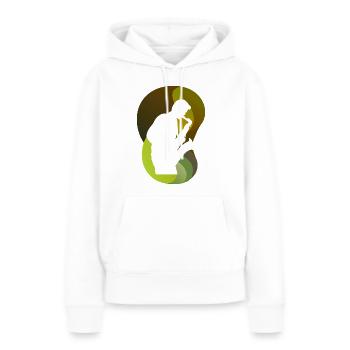 Saxophoniste fanfare Orléans - Sweat à capuche Premium bio Femme - blanc - Devant - Julia (174cm)