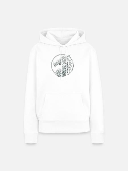 Blaue Polygone Drachenkopf - Frauen Premium Bio Hoodie - Weiß