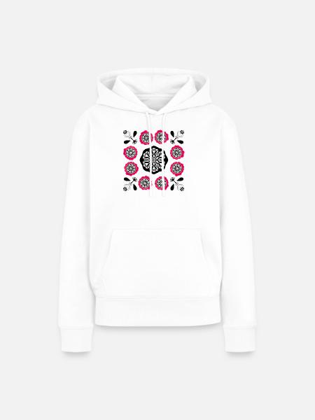 Flowerpower black and pink - Frauen Premium Bio Hoodie - Weiß