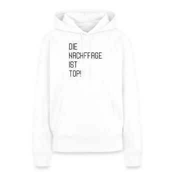 ANGEBOT NACHFRAGE - Frauen Premium Bio Hoodie - Weiß - Vorne - Julia (174cm)