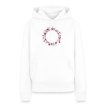 Wildflowers - Couronne de fleurs personnalisable - Sweat à capuche Premium bio Femme - blanc - Devant - Julia (174cm)