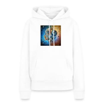 Kosmische Uhrwerk Fusion - Frauen Premium Bio Hoodie - Weiß - Vorne - Julia (174cm)