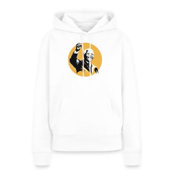 Nelson Mandela | Inspiration - Sweat à capuche Premium bio Femme - blanc - Devant - Julia (174cm)