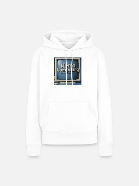 Retro Computergrafik auf blauem Hintergrund - Frauen Premium Bio Hoodie - Weiß