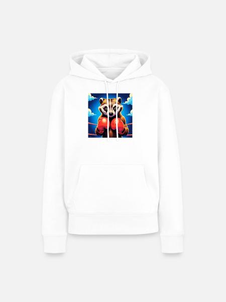 Boxen Waschbär Illustration - Frauen Premium Bio Hoodie - Weiß