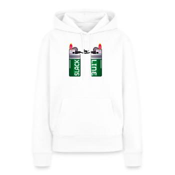 SLACKLINE CHAT FUMOIR BRIQUET - Sweat à capuche Premium bio Femme - blanc - Devant - Julia (174cm)