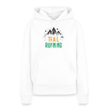 Course sur sentier - Sweat à capuche Premium bio Femme - blanc - Devant - Julia (174cm)