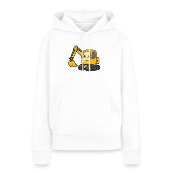 Excavatrice mignonne aux yeux écarquillés - Sweat à capuche Premium bio Femme - blanc - Devant - Julia (174cm)