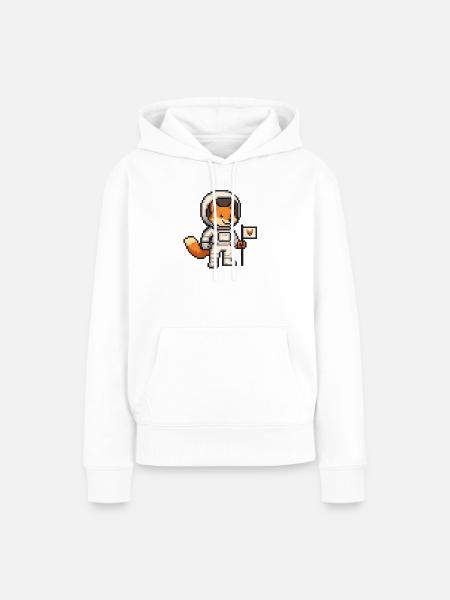 Pixelart Fuchs im Astronautenanzug - Frauen Premium Bio Hoodie - Weiß