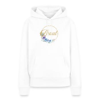 Team Braut! Kreis, Floral, Blau, Lila, Gold - Frauen Premium Bio Hoodie - Weiß - Vorne - Julia (174cm)