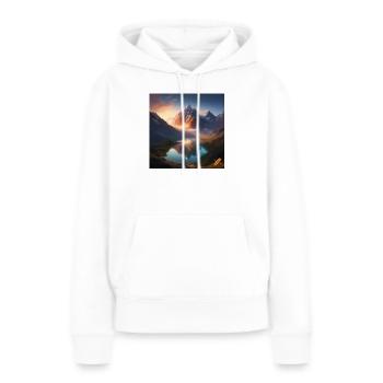 Schneebedeckte Berge bei Sonnenuntergang - Frauen Premium Bio Hoodie - Weiß - Vorne - Julia (174cm)