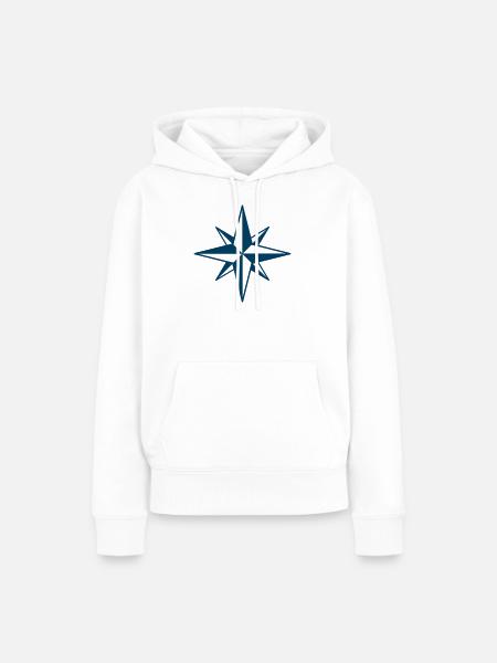 Kompassrose Symbol Design - Frauen Premium Bio Hoodie - Weiß