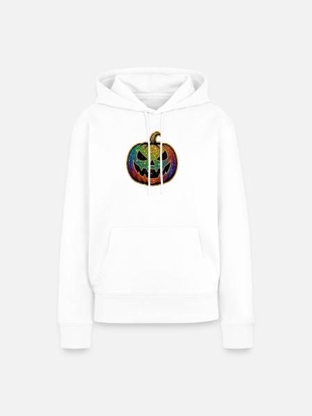 Regenbogen Glitzer Kürbis - Frauen Premium Bio Hoodie - Weiß