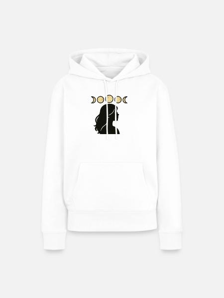 Silhouette mit Mondphasen - Frauen Premium Bio Hoodie - Weiß