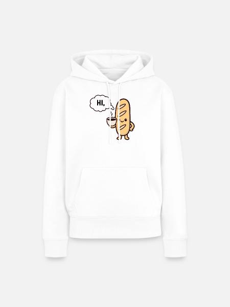 Warmes Maskottchen Kaffee-Baguette - Frauen Premium Bio Hoodie - Weiß