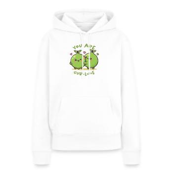 Vous êtes sous-tilleul – Amis de la chaux chaude - Sweat à capuche Premium bio Femme - blanc - Devant - Julia (174cm)