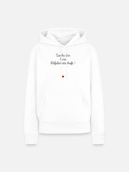 Herz Danke Hilfsbereitschaft - Frauen Premium Bio Hoodie - Weiß