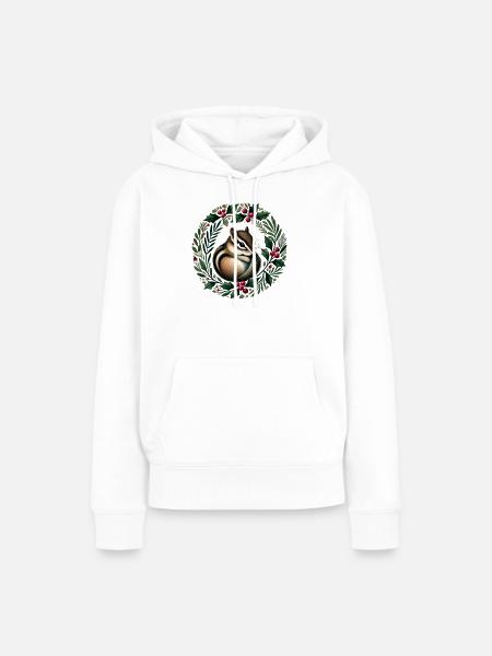 Stechpalmenkranz Eichhörnchen Charm - Frauen Premium Bio Hoodie - Weiß