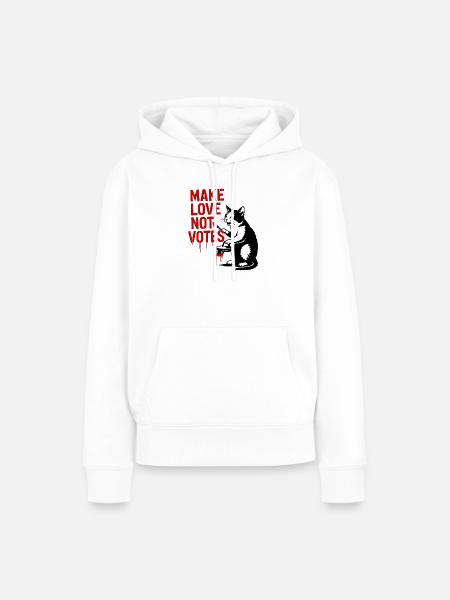 Make Love Not Votes Katze - Frauen Premium Bio Hoodie - Weiß