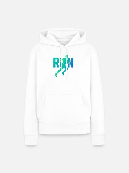 Dynamischer Läufer RUN - Frauen Premium Bio Hoodie - Weiß