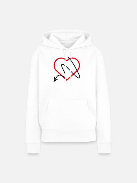 Rotes Herz mit Pfeil - Frauen Premium Bio Hoodie - Weiß
