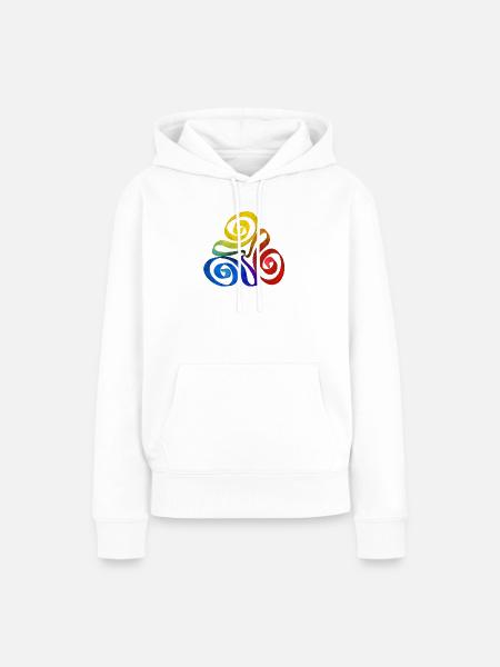 Regenbogen Dreieck Spirale - Frauen Premium Bio Hoodie - Weiß