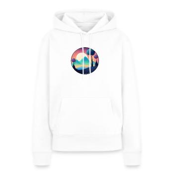 Die Gelassenheit der Pastellberge - Frauen Premium Bio Hoodie - Weiß - Vorne - Julia (174cm)