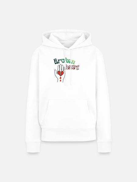 Hand mit gebrochenem Herzen - Frauen Premium Bio Hoodie - Weiß