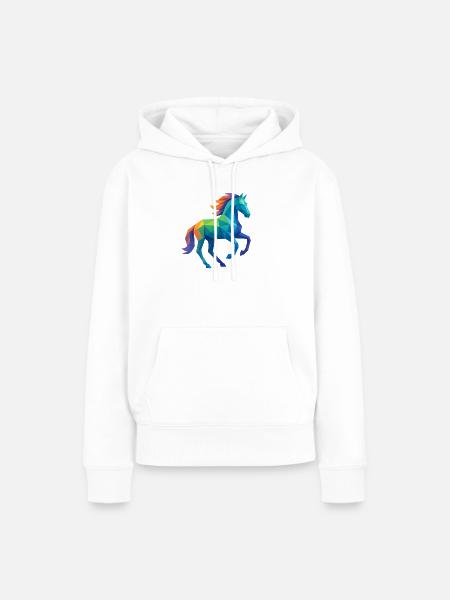Buntes Low-Poly Pferd - Reiten - Frauen Premium Bio Hoodie - Weiß