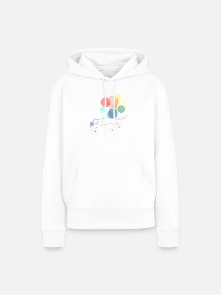 Bunte Katze mit schwebenden Ballons Illustration - Frauen Premium Bio Hoodie - Weiß