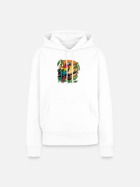 Prachtpapagei im Tropenwald - Frauen Premium Bio Hoodie - Weiß