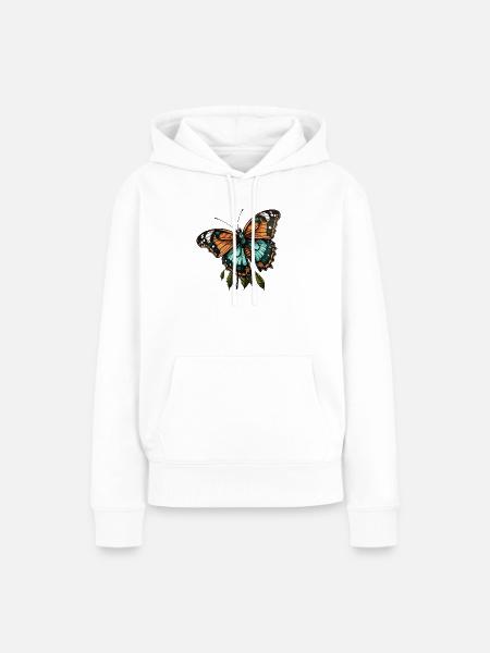 Orangener Teal-Schmetterling - Frauen Premium Bio Hoodie - Weiß