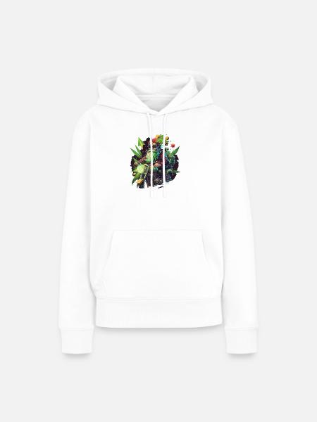 Biker Gnom mit Grasblättern - Frauen Premium Bio Hoodie - Weiß