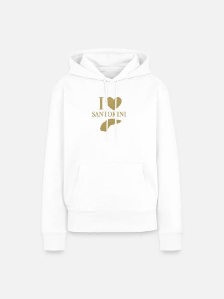 Ich liebe Santorini Gold - Frauen Premium Bio Hoodie - Weiß