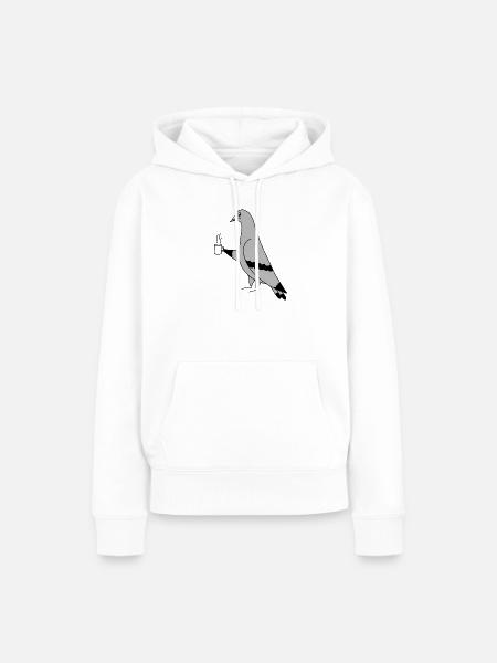 Pigeon with Coffee – Minimal Illustration - Frauen Premium Bio Hoodie - Weiß