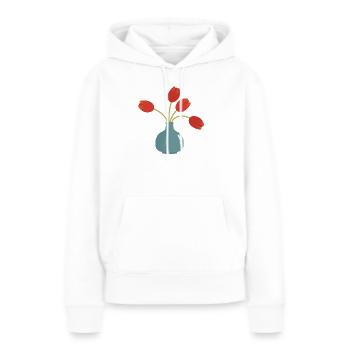 Tulpenexplosion in türkisfarbener Vase - Frauen Premium Bio Hoodie - Weiß - Vorne - Julia (174cm)