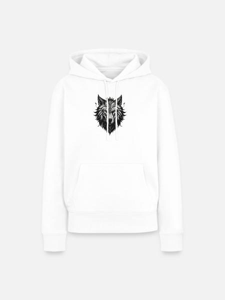 Nachtstilisierter Wolf - Frauen Premium Bio Hoodie - Weiß