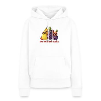 Troupe de fruits de la Mafia de la Vitamine - Sweat à capuche Premium bio Femme - blanc - Devant - Julia (174cm)