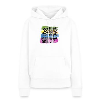Je ne suis pas un patron, j’ai des compétences en leadership - Sweat à capuche Premium bio Femme - blanc - Devant - Julia (174cm)