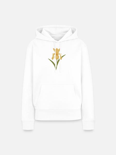 Goldene Irisblüte auf Grün - Frauen Premium Bio Hoodie - Weiß