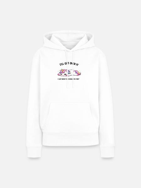 Schlafendes Einhorn Drama Spruch - Frauen Premium Bio Hoodie - Weiß
