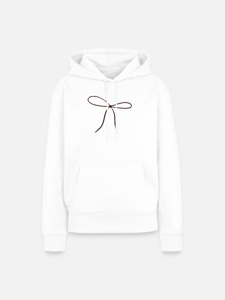 Bow Ribbon Minimalist - Frauen Premium Bio Hoodie - Weiß