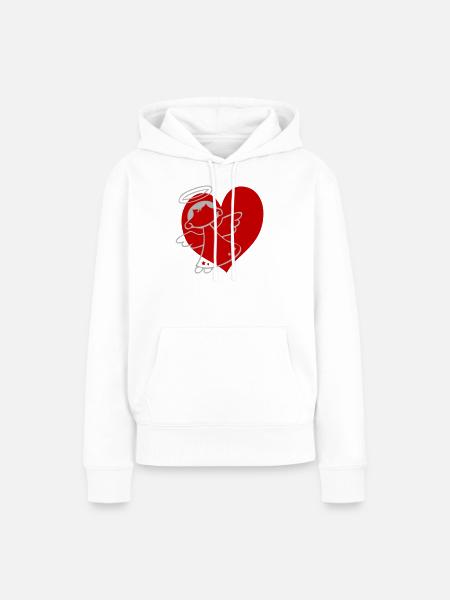 Schutzengel Herz - Frauen Premium Bio Hoodie - Weiß