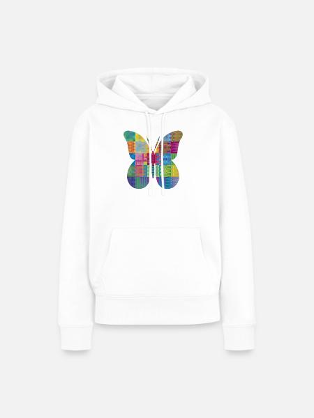 Bunter Patchwork-Schmetterling - Frauen Premium Bio Hoodie - Weiß
