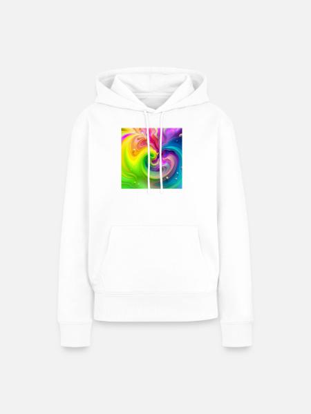 Farbwirbel Neon Regenbogen - Frauen Premium Bio Hoodie - Weiß