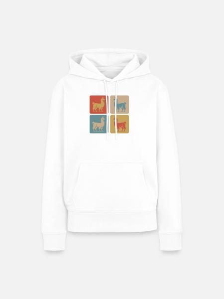 Lama Pop Art Retro - Frauen Premium Bio Hoodie - Weiß