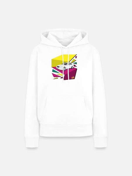 Retro Auto Neonflächen 80‘s - Frauen Premium Bio Hoodie - Weiß