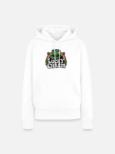 Lucky Charm Leprechaun-Hat Design - Frauen Premium Bio Hoodie - Weiß
