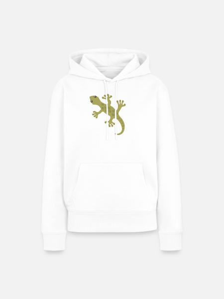 Lime Gecko Silhouette Muster - Frauen Premium Bio Hoodie - Weiß