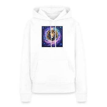 Himmlischer Löwe mit goldener Krone - Frauen Premium Bio Hoodie - Weiß - Vorne - Julia (174cm)